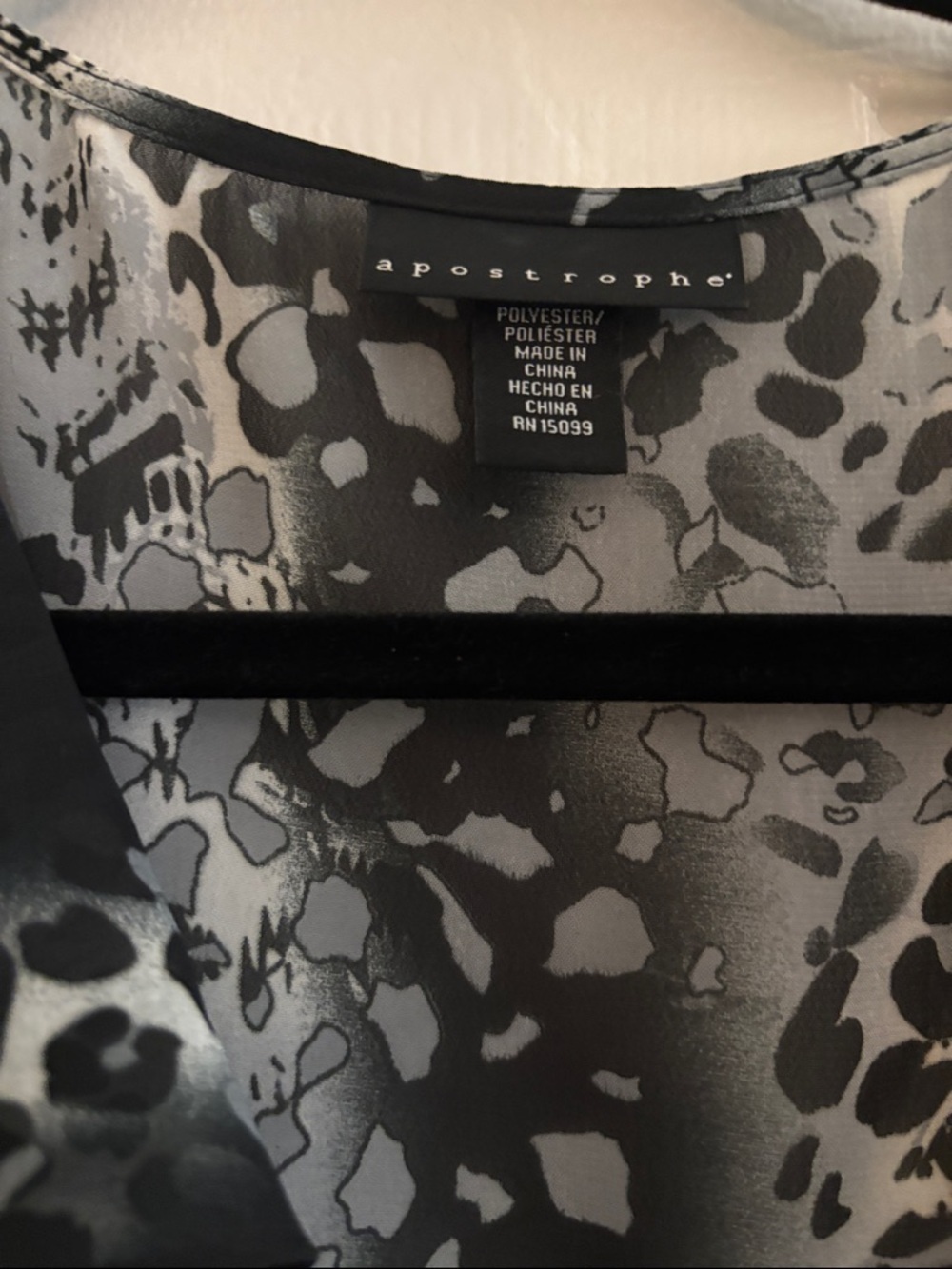 Apostrophe Black & Gray Ruffled Wrap Blouse - Picture 2 of 2